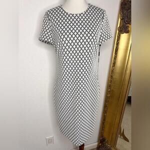 NWT Calvin Klein Diamond Geometric Ponte Thick Knit Sweater Dress Size 4 $89.98